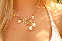 Load image into Gallery viewer, White Cord Big Cherry Charms - Necklace
