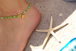 Green Pearlies Fish Charm - Ankle Bracelet