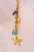 Load image into Gallery viewer, Y Long Chain Beach Charms Blue - Necklace
