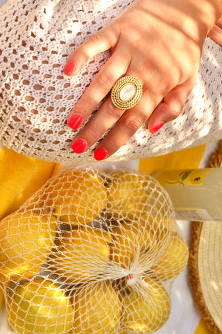 Marble Oval Medaillon - Ring