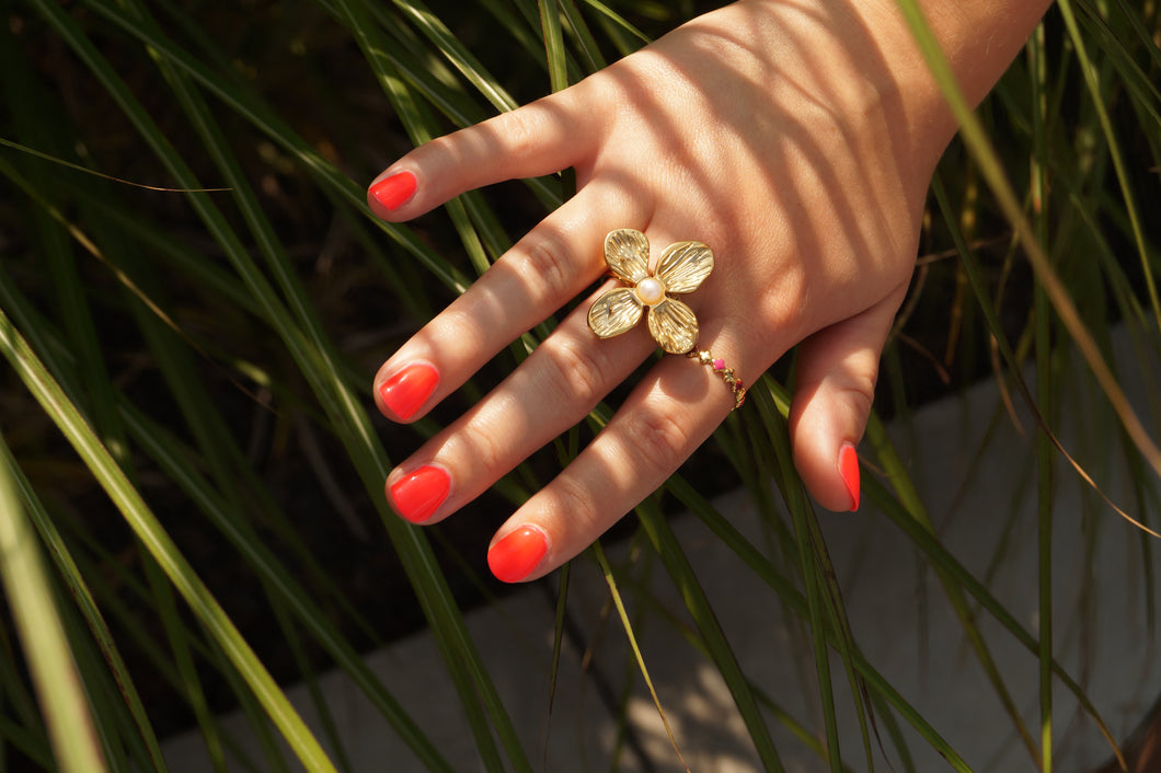 Multi Pink Clovers - Ring