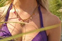 Load image into Gallery viewer, Pink &amp; Orange Sunny Heart Charms - Necklace
