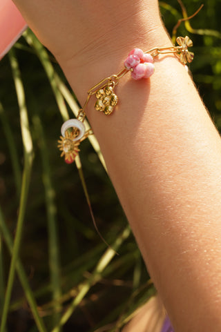 Pink Sunny Flower Charms - Bracelet
