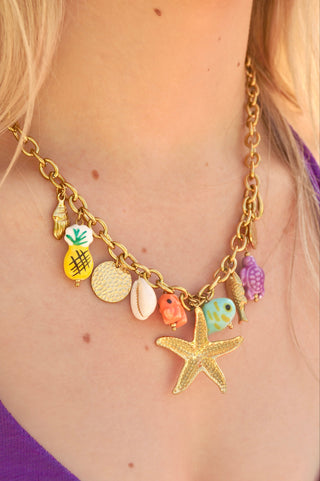 Starfish Pineapple Colorful Charms - Necklace