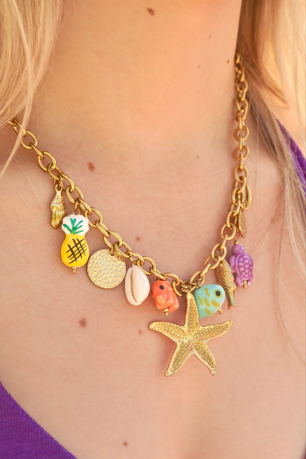 Starfish Pineapple Colorful Charms - Necklace