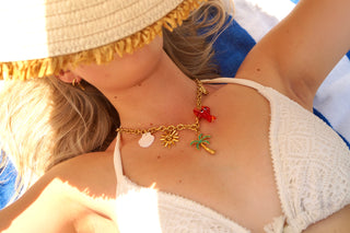 Palmtree Red Lobster Charms - Necklace