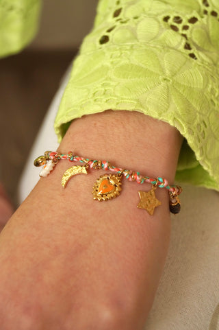 Rainbow Galaxy Heart Cord - Bracelet