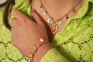 Rainbow Galaxy Heart Cord - Bracelet