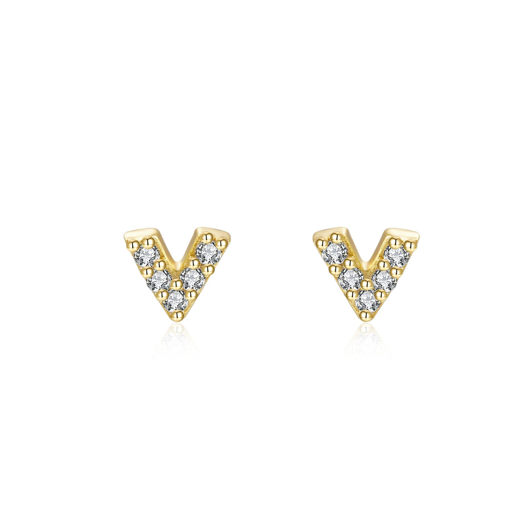 Diamond V Stud - Earrings