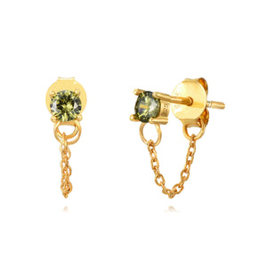 Green Chained Diamond - Earrings