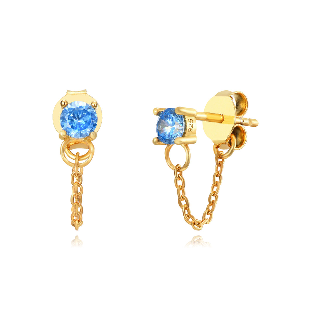 Blue Chained Diamond - Earrings