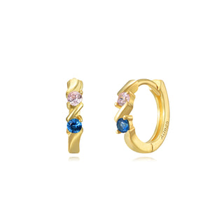 Blue & Pink Double Diamond - Earrings