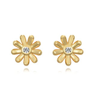 Golden Diamond Flower - Earrings