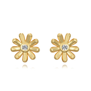 Golden Diamond Flower - Earrings