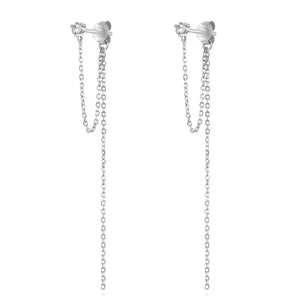 Silver Diamond Chain - Earrings