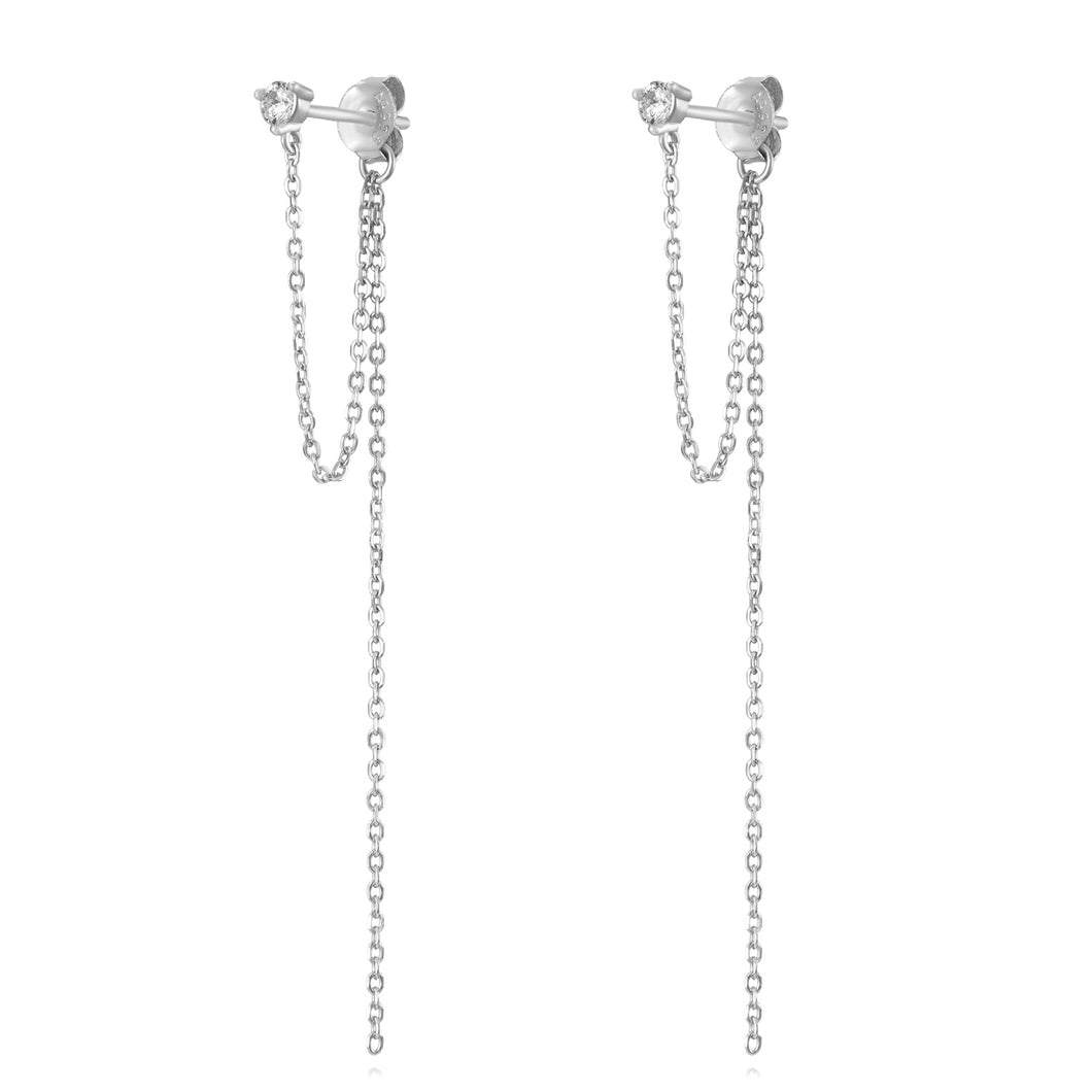 Silver Diamond Chain - Earrings