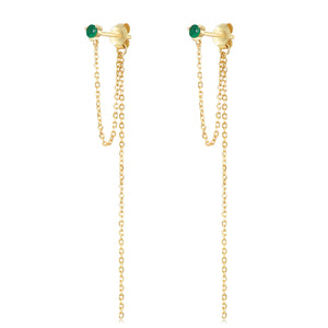 Green Diamond Chain - Earrings