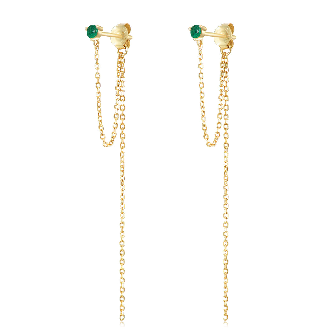 Green Diamond Chain - Earrings