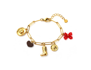 Red & Brown Cowboy Charms - Bracelet