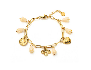 White Flowery Charms - Bracelet