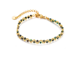 Green & Gold Pearly Waves - Bracelet