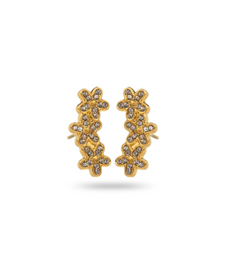 Three Diamond Flowers - Earrings