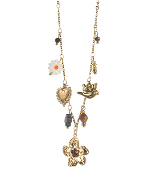Brown Flower Charms - Necklace