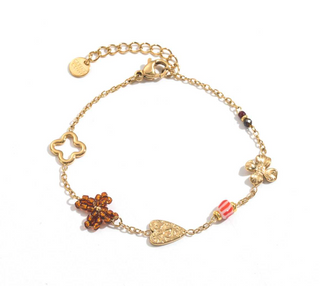 Brown Bow & Golden Charms - Bracelet