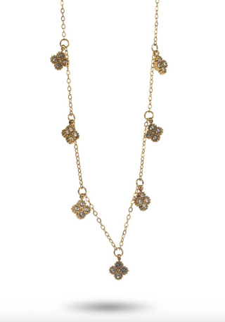 Multi White Diamond Clovers - Necklace