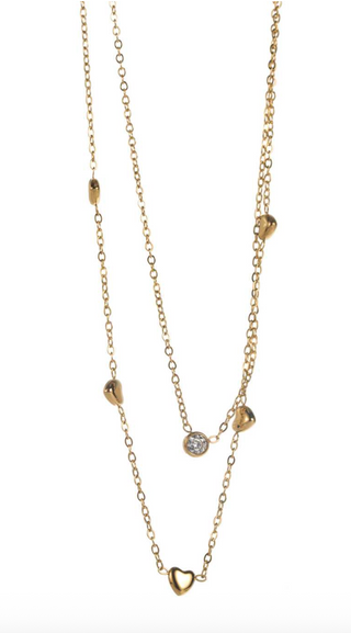 Multi Hearts & Diamond (2-in-1) - Necklace