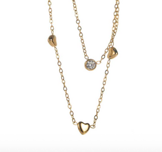 Multi Hearts & Diamond (2-in-1) - Necklace