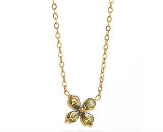 Kaki Diamond Flower - Necklace