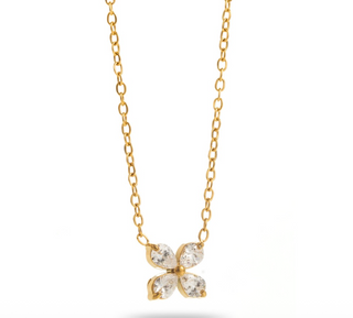 White Diamond Flower - Necklace