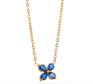 Blue Diamond Flower - Necklace