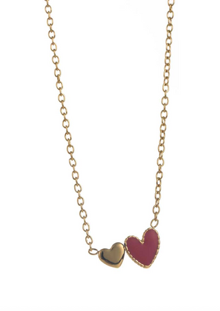 Red Double Hearts - Necklace