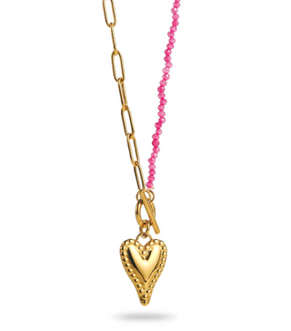Pink Pearls & Golden Heart - Necklace