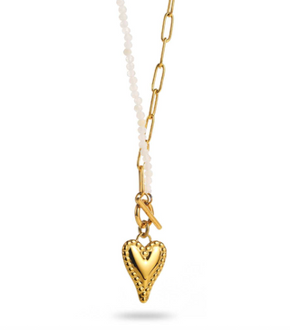White Pearls & Golden Heart - Necklace