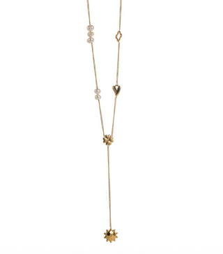 Sun & Moon & Heart Pearls Y - Necklace