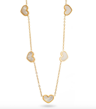 White Marble Hearts - Necklace