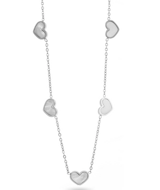 Silver Marble Hearts - Necklace