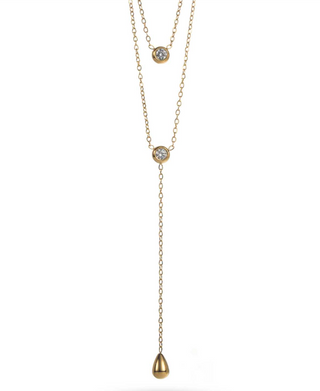 Double Diamond & Teardrop Y - Necklace