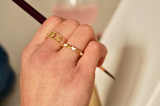 Multi White Hearts - Ring