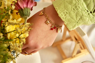 Cherry Heart Charms - Bracelet