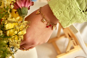 Cherry Heart Charms - Bracelet