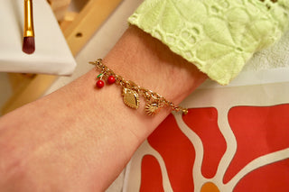 Cherry Heart Charms - Bracelet