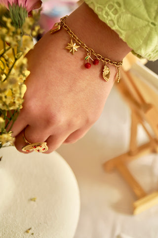 Cherry Heart Charms - Bracelet