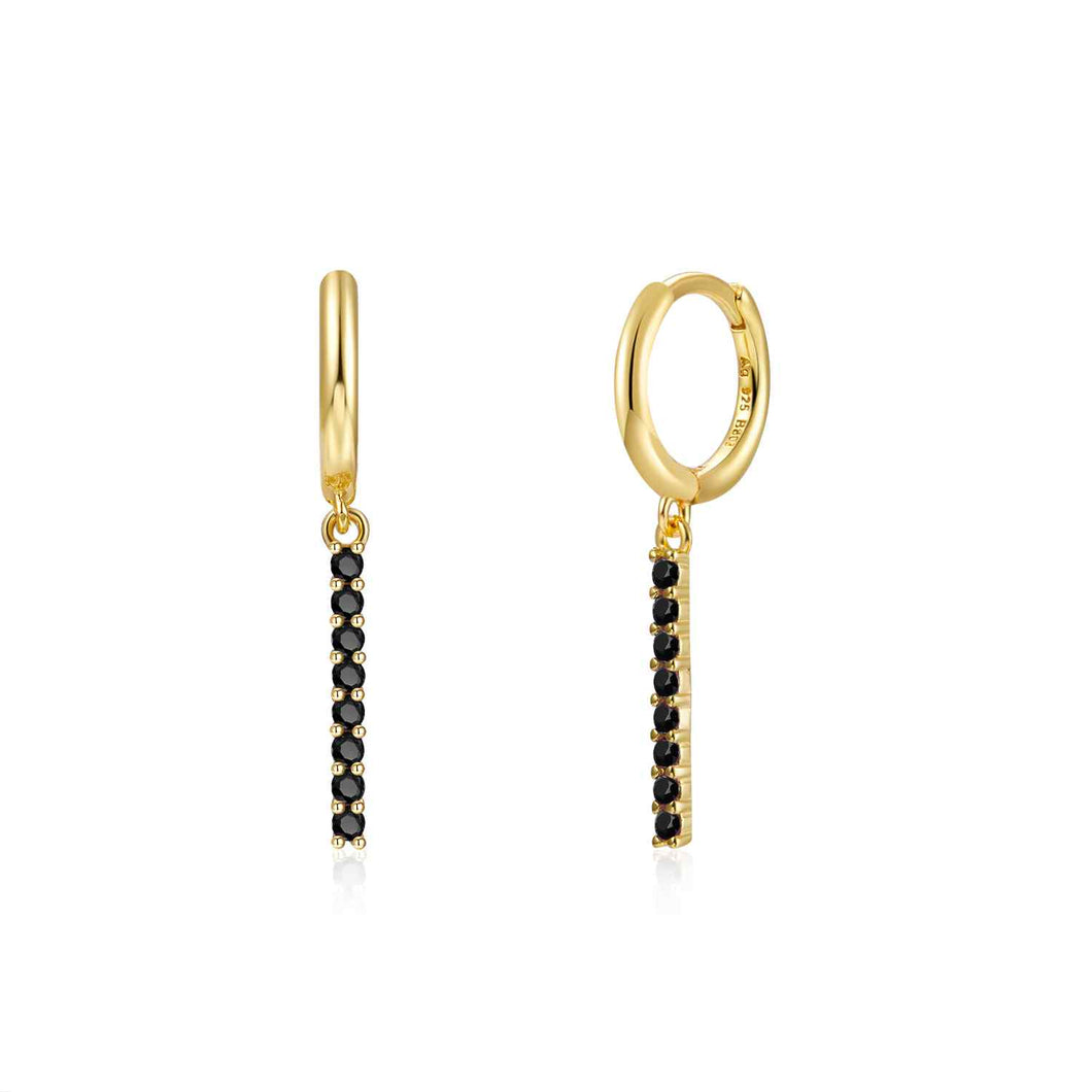 Black Rectangular Diamond - Earrings