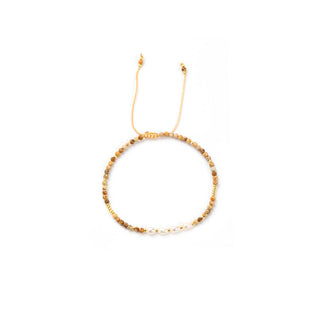 Brown, White & Golden Pearls - Bracelet