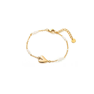Funky Heart & White Pearls - Bracelet