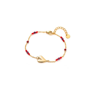 Funky Heart & Red Pearls - Bracelet